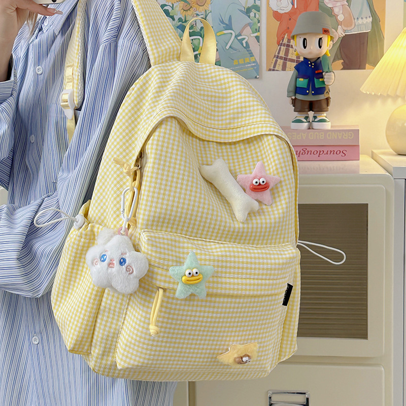 Backpack for Women 2025 New Candy Color Sweet and Fresh Student School Bag Original Flower Plaid Large Capacity Backpack Backpack for Women 2025 New Candy Color Sweet and Fresh Student School Bag Original Flower Plaid Large Capacity Backpack