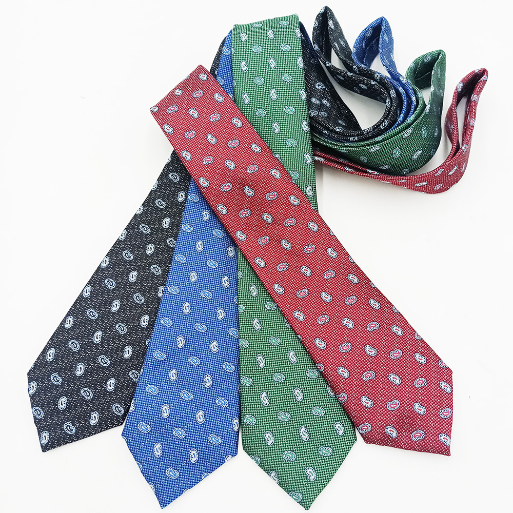 Corbata informal de negocios para hombre, en stock de fábrica, estilo nuevo atado a mano, diseño paisley, jacquard de poliéster y seda, 8 cm