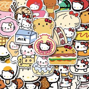 200 Cute Food Cute Cat Stickers Cartoon Animation Handbook Decorative Mobile Phone Shell Notebook Stickers Waterproof