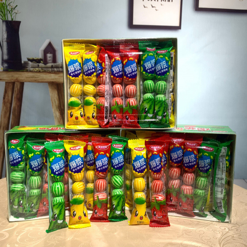 批发爆浆西瓜泡泡糖8090休闲怀旧糖果夹心泡泡糖吹大泡泡网红零食