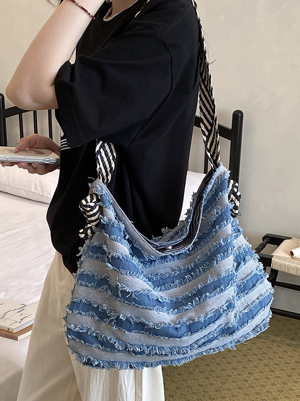 Bolso de denim de gran capacidad para mujeres 2026 verano nuevo estilo retro hacer vieja mochila de hombro de viaje bolsa de ocio