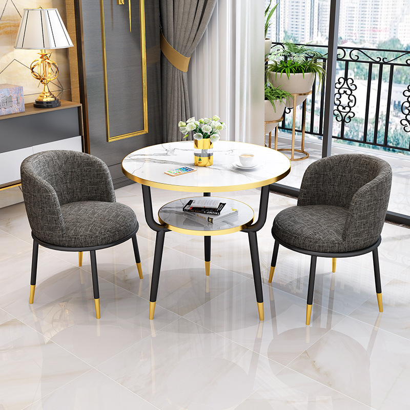Fábrica directa de lujo ligero de recepción mesa y silla combinación de mesa de comedor de pequeño tipo de casa ocio leche tienda de té Negociación de café