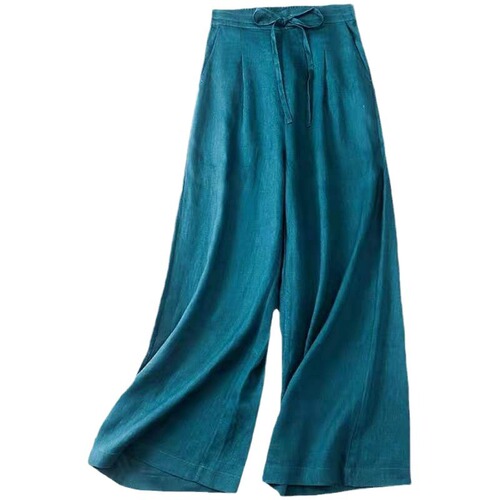 Drop-Waist Pencil Skirt with Pleated Chiffon for Women - Summer High-Waisted Loose-Fitting Slimming Versatile Vacation Casual Straight Trousers