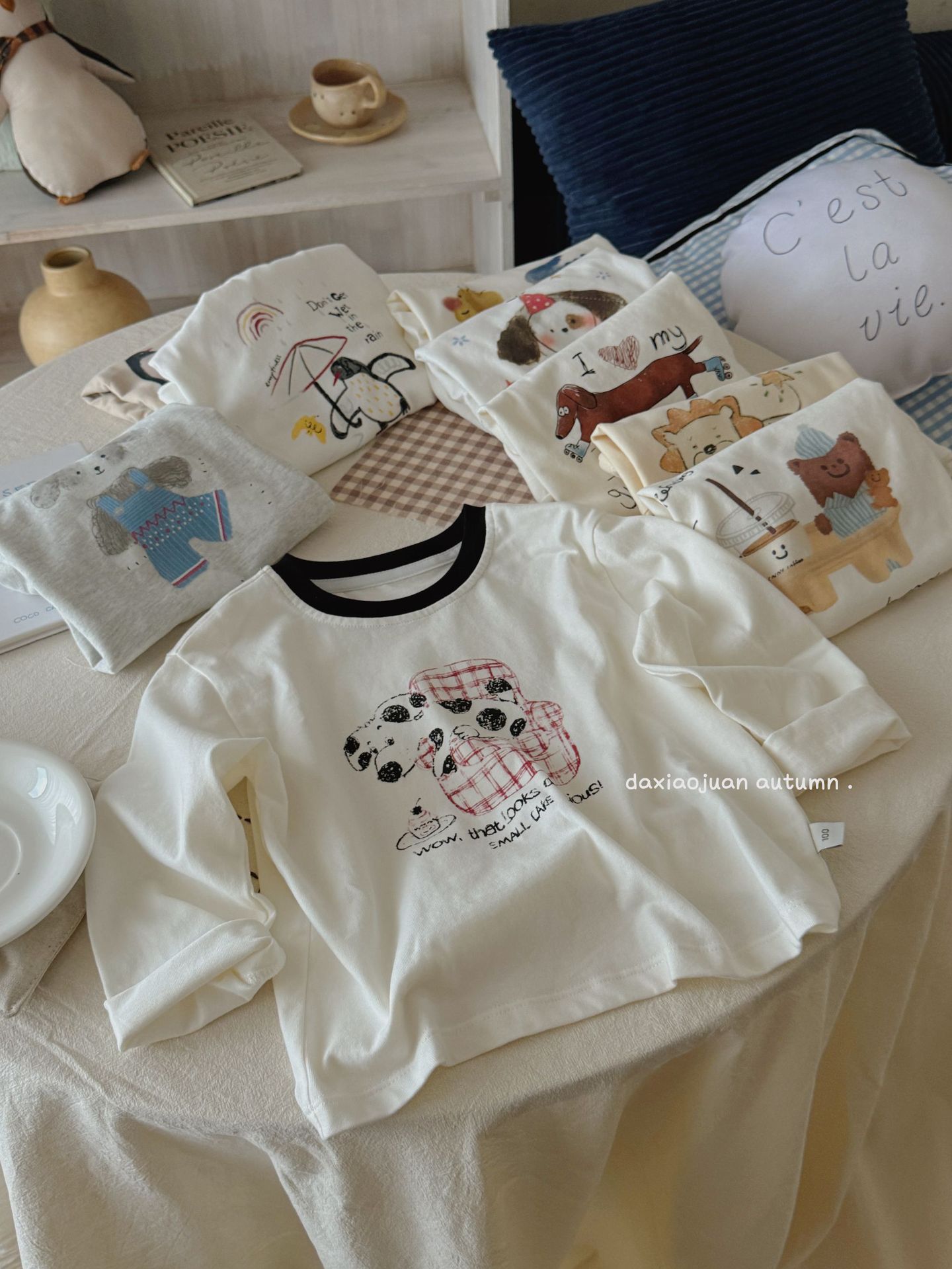 大小ロール子供プリント長袖Tシャツ2025春新作女の子かわいいプリントおしゃれルーズトップ