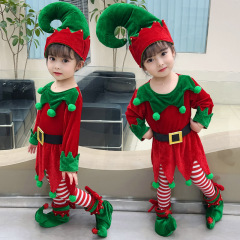 クリスマスの服の女の子の緑の精霊の王女のワンピースの演出服の赤ちゃんのクリスマスの服のテーマの映画館の服