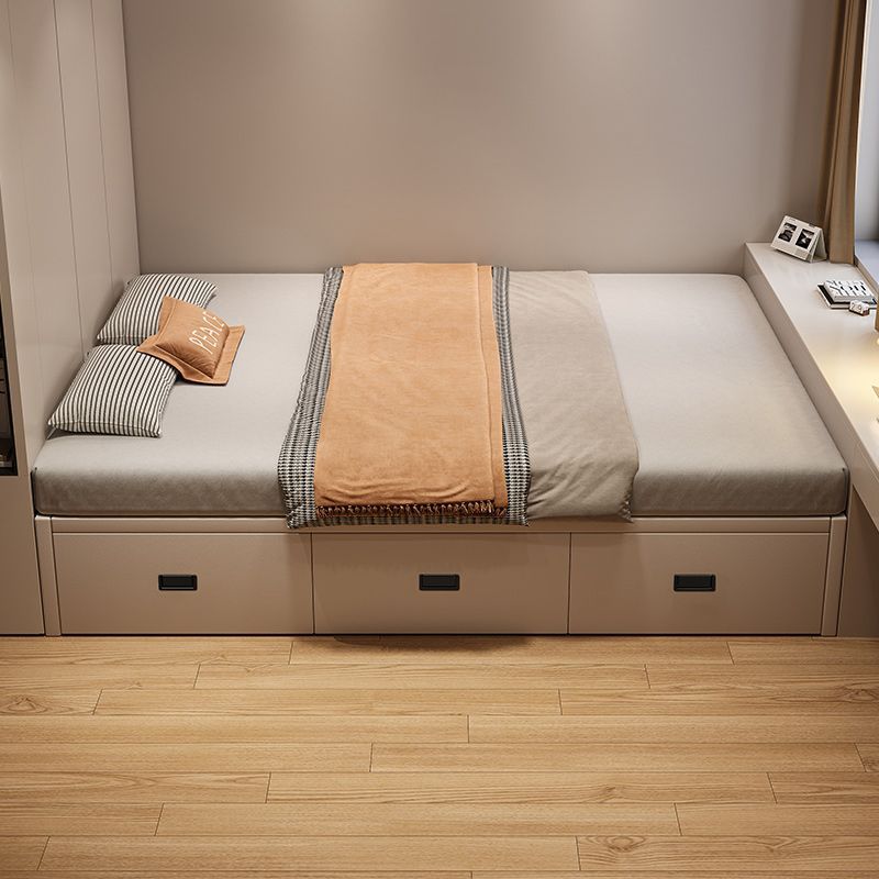Bedside-Free Tatami Storage Bed for Small Apartments, Double and Three Drawers Storage Solid Wood Bed Frame Can Be Customized