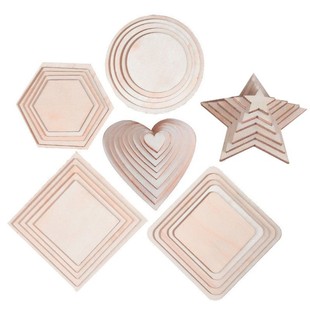 Cross-Border Direct Sales Round Wood Chips Five-Pointed Stars Rectangular and Other DIY Wooden Crafts Creative New Shapes Home Decorations