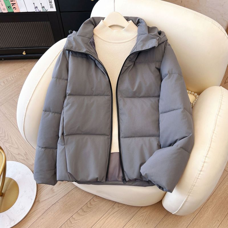 2025秋冬百搭新款羽绒棉棉服防风连帽短款纯色保暖面包服冬季外套|undefined