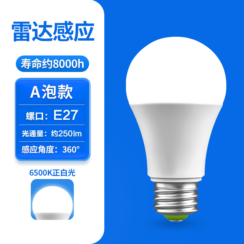 Bombilla de inducción LED de sonido y control de luz bombilla de inducción Cuerpo Humano infrarrojo bombilla inteligente corredor luz radar luz LED