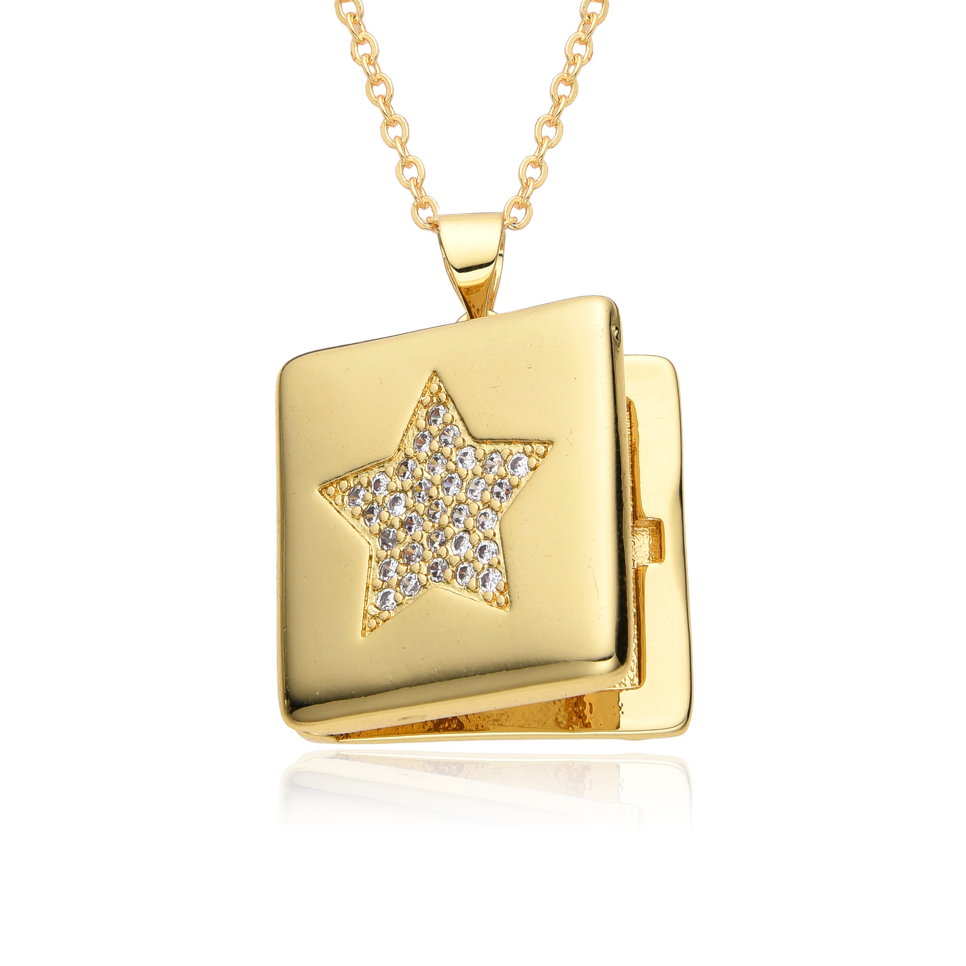 Star, Moon, Heart Shape Pattern Copper Retro Star Moon Heart Shape Plating Inlay Zircon Pendant Necklace