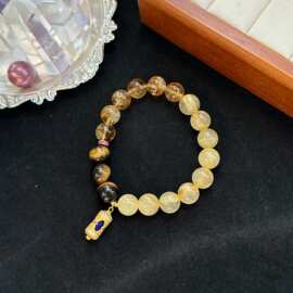 金发晶黄塔晶925银银镀金转经筒爆款饰品批发DIY叠戴手链手串