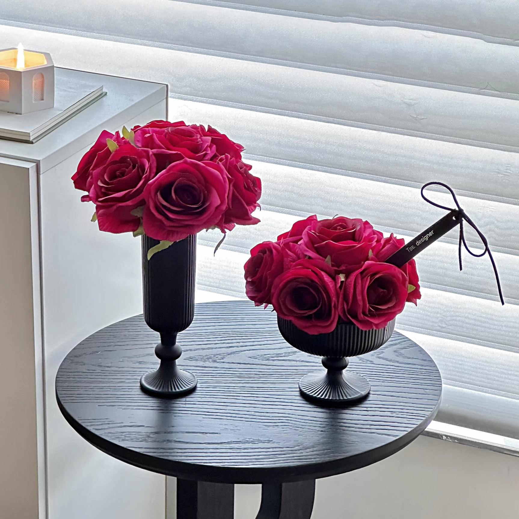 French Accessible Luxury Glass Vase, Simulated Flower Tabletop Flower Arrangement, High-End Niche Living Room Decoration, Home Decoration