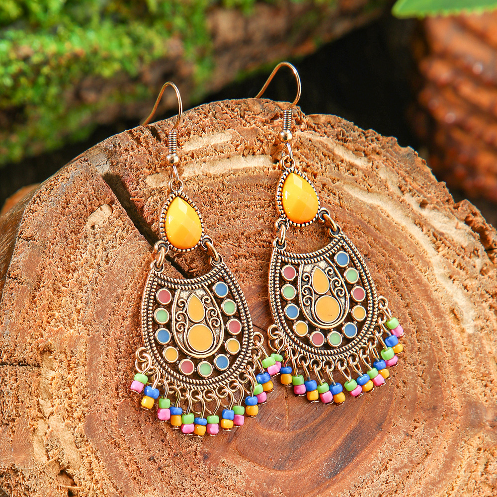15g Weight Alloy Ear Needle Material Drop Earrings Classification 1 Pair Quantity Daily, Street Occasion Zinc alloy Material Geometric Pattern All Seasons Season Women's Gender Polished Finish Ethnic Style Style 1 Pair Ethnic Style Geometric Zinc Alloy Drop Earrings 16