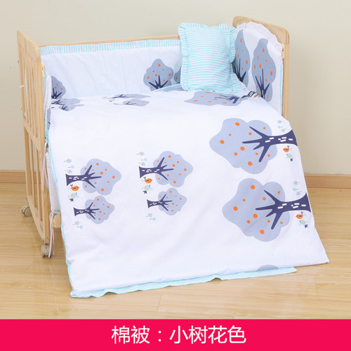 Baby crib cotton quilt wrap, anti-kick blanket cover, cushion mat, cartoon-style cotton quilt—removable and washable baby bedding set