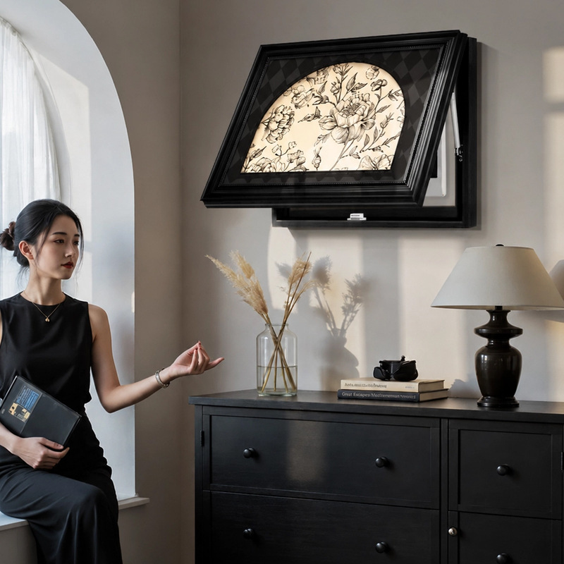 Vintage-Style Flip-Top Electric Meter Box Decorative Painting, French Retro Black and White Floral Entranceway Cover-Up for Electrical Box, Wall Art Vintage-Style Flip-Top Electric Meter Box Decorative Painting, French Retro Black and White Floral Entranceway Cover-Up for Electrical Box, Wall Art