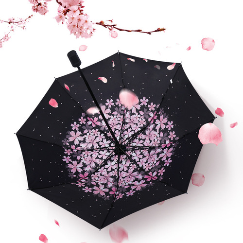 Outdoor automatic sun umbrella, lightweight, all-weather sun and rain umbrella, three-fold UV-resistant umbrella, foldable promotional umbrella, wholesale umbrellas.