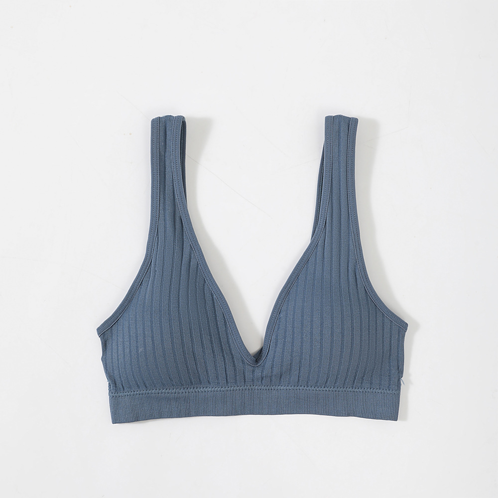 Mujeres sexy deportes yoga envuelto pecho belleza sin costuras espalda ropa interior Estilo francés transfronterizo Deep V Plus tamaño base del sujetador Chaleco