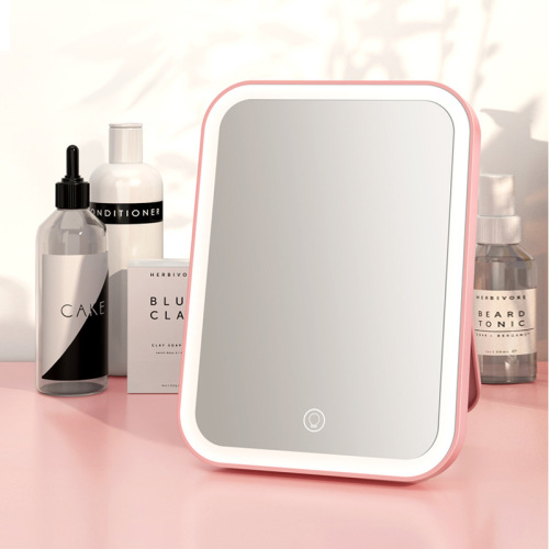 LED makeup mirror with light fill-in desktop desktop makeup mirror female folding internet celebrity student dormitory beauty small mirror