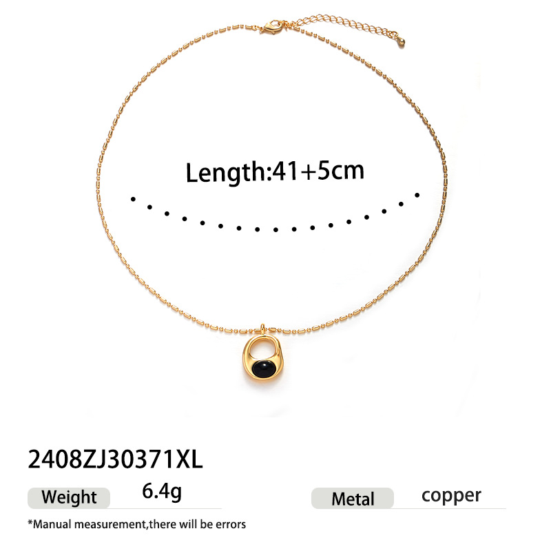 Europa y América de moda exquisita colgante de ágata negro cadena de clavícula simple collar de cruz versátil nuevo collar de suéter otoño invierno
