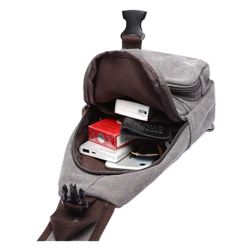 New Men's Shoulder Bag Casual Canvas Chest Bag Fashion Multifunctional USB Factory Direct Shipping