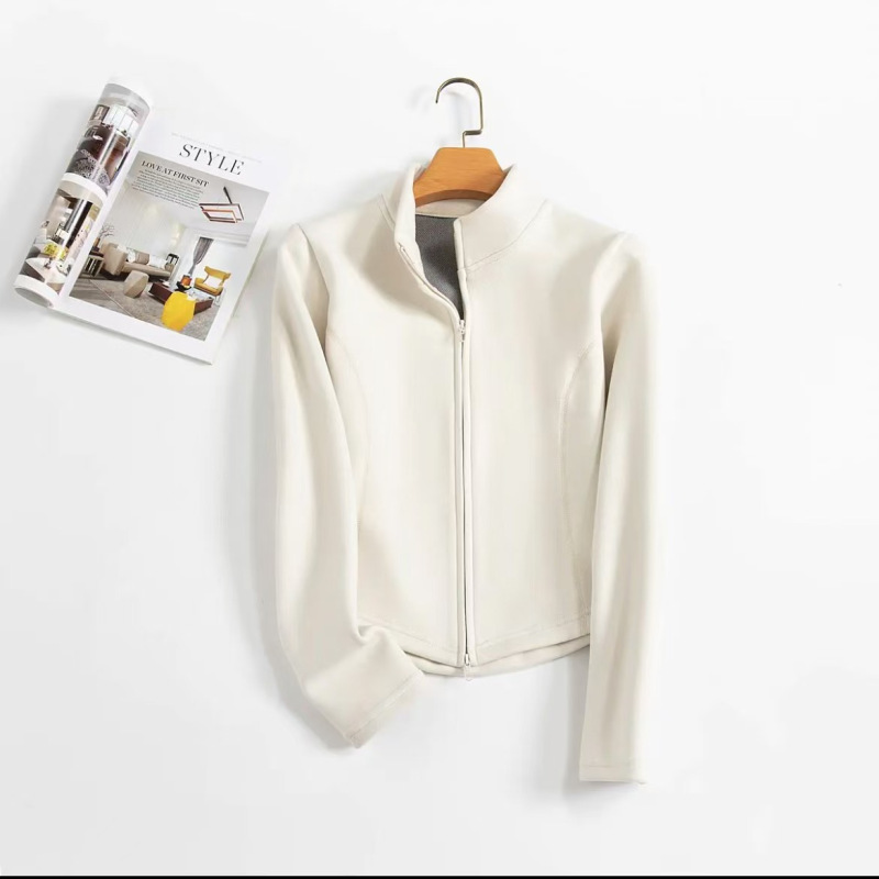 石墨烯瑜伽服外套女秋冬季蚕丝发热保暖夹克修身显瘦百搭立领上衣|undefined