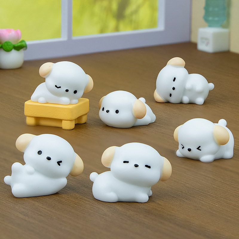 Micro Landscape Cute Cartoon White Puppy Home Living Room Desktop Decoration Creative Decoration Resin Crafts Small Ornaments