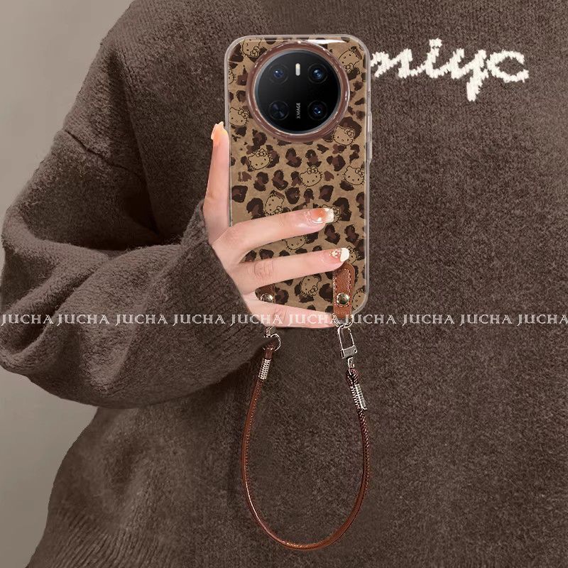 Suitable for Huawei Mate70Pro Mobile Phone Case Cartoon Cute Huaweimate60 Niche 50 Light Leopard Print Kitty