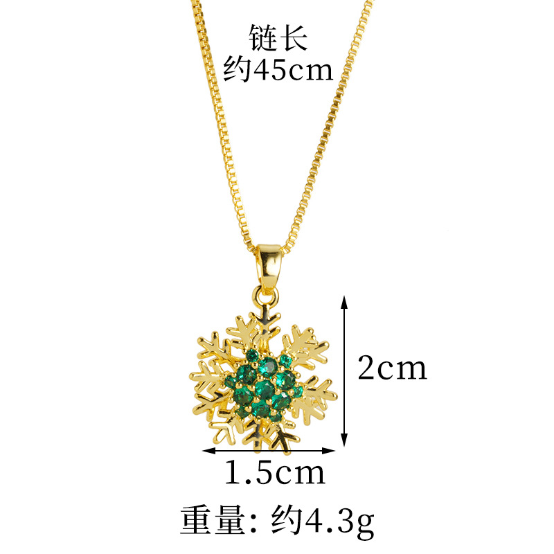 Personalidad popular arena oro flocos de nieve micro incrustación collar de diamantes verdes joyas chicas populares fabricantes directos de combinación de anillos al por mayor