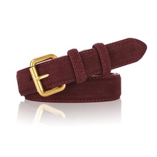 2024新款牛皮绒皮带女士百搭装饰安可拉红针扣真皮腰带女式批发
