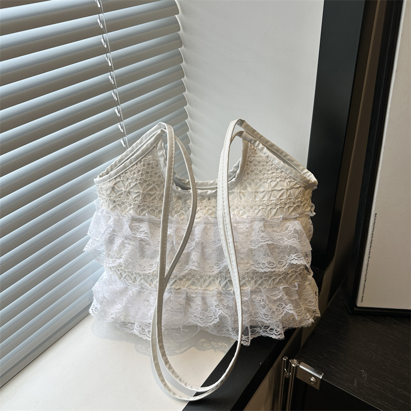 Bolso Tote de diseño de nicho, ocio de verano, vacaciones, encaje de hadas, malla, axila, bolso femenino de un solo hombro, gran capacidad