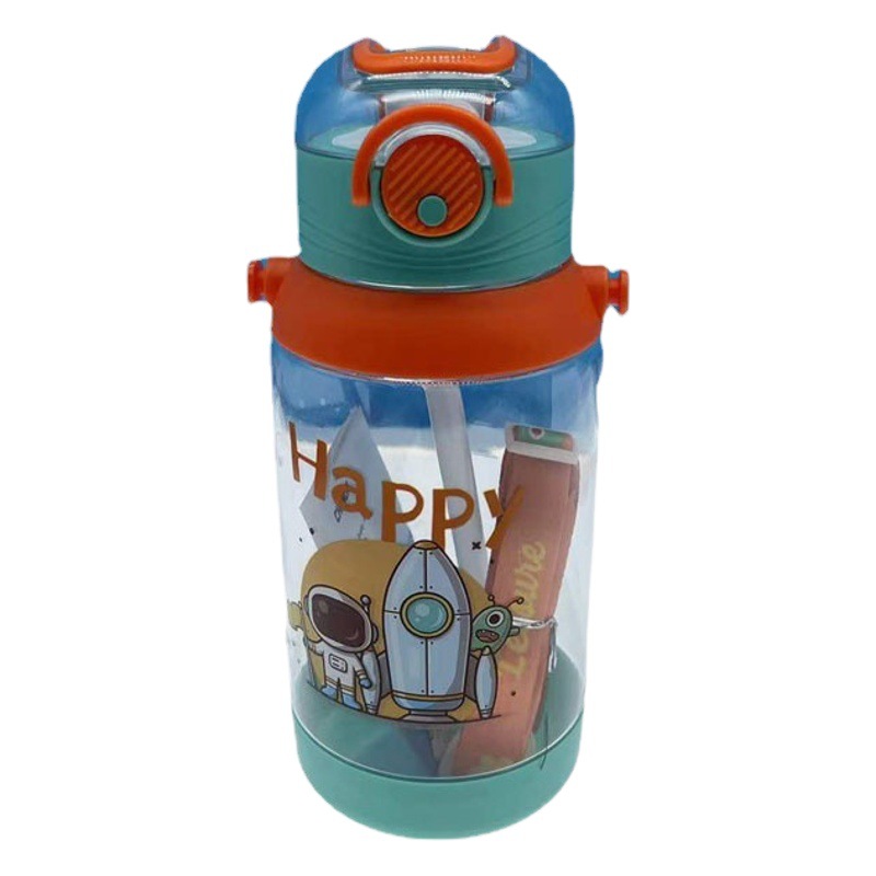 Tianyi nuevo estilo de paja taza de dibujos animados para niños taza de plástico portátil de gran capacidad al aire libre taza de agua correa portátil taza de agua