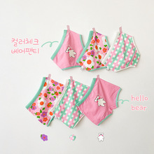 儿童内裤批发潮童2021卡通格子短裤小熊纯棉女宝宝一件代发纯棉裆