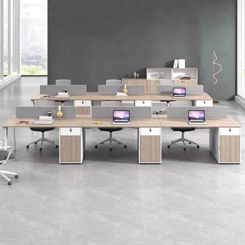 Mesa de oficina simple, mesa de oficina moderna, mesa de oficina de cuatro personas, muebles de oficina, mesa y silla al por mayor.