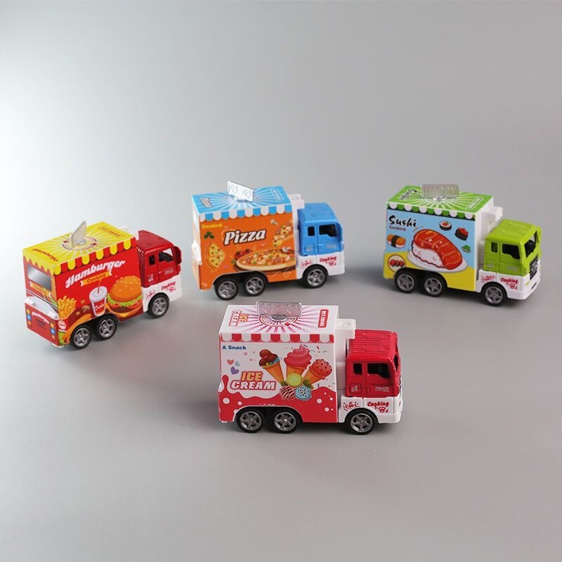 Creative Mini Fast Food Truck Keychain Candy Toy Pull-Back Car Model Pendant Small Gift Claw Machine Decoration Wholesale