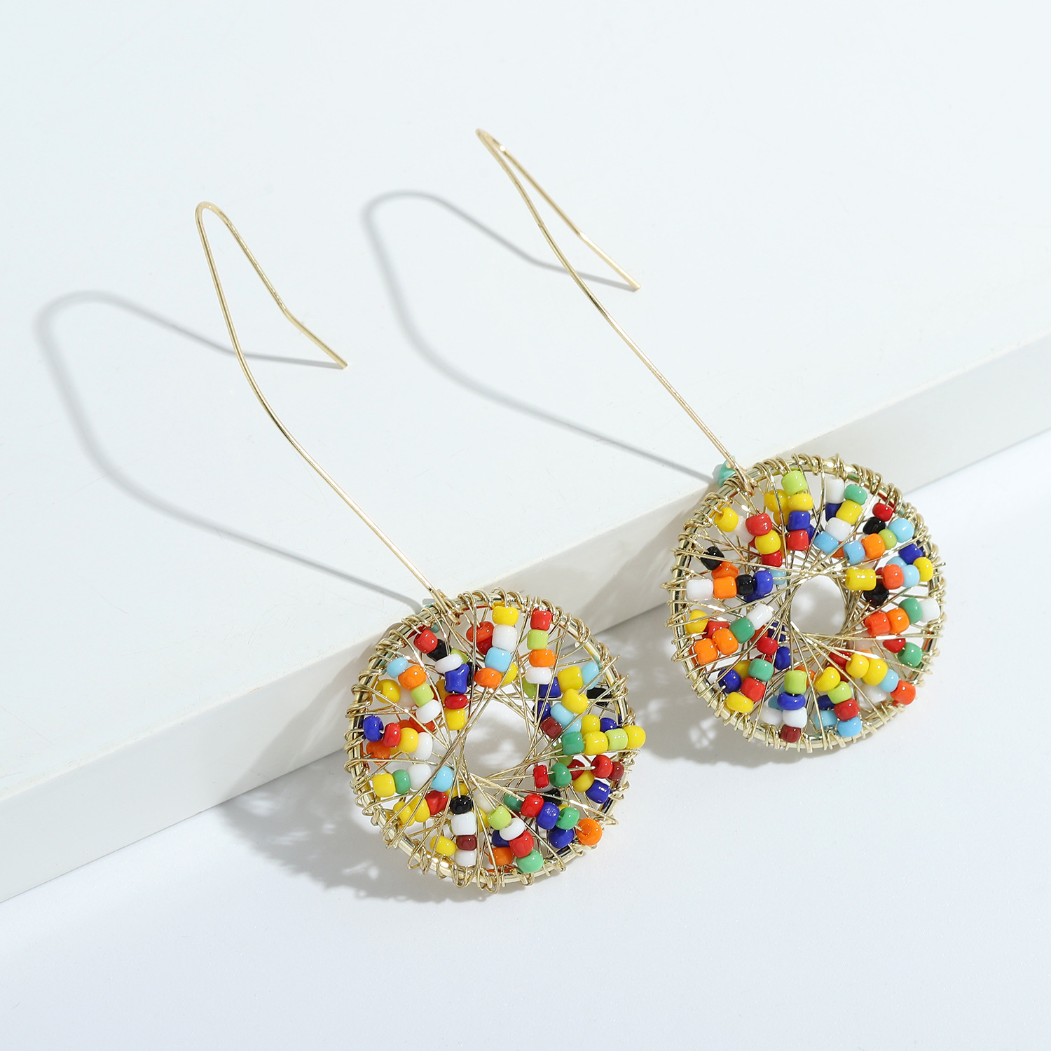 Bohemian Ethnic Style Hand-woven Rice Bead Geometric Earrings display picture 5