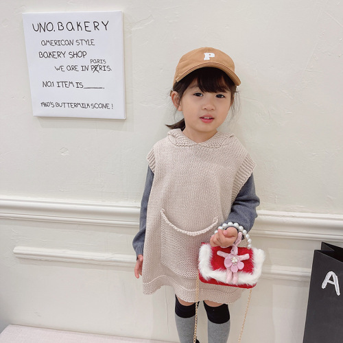 New Year's Children's Bag Big Red Small Fragrance Pearl Handbag Baby Bow Chain Bag Girls Coin Purse