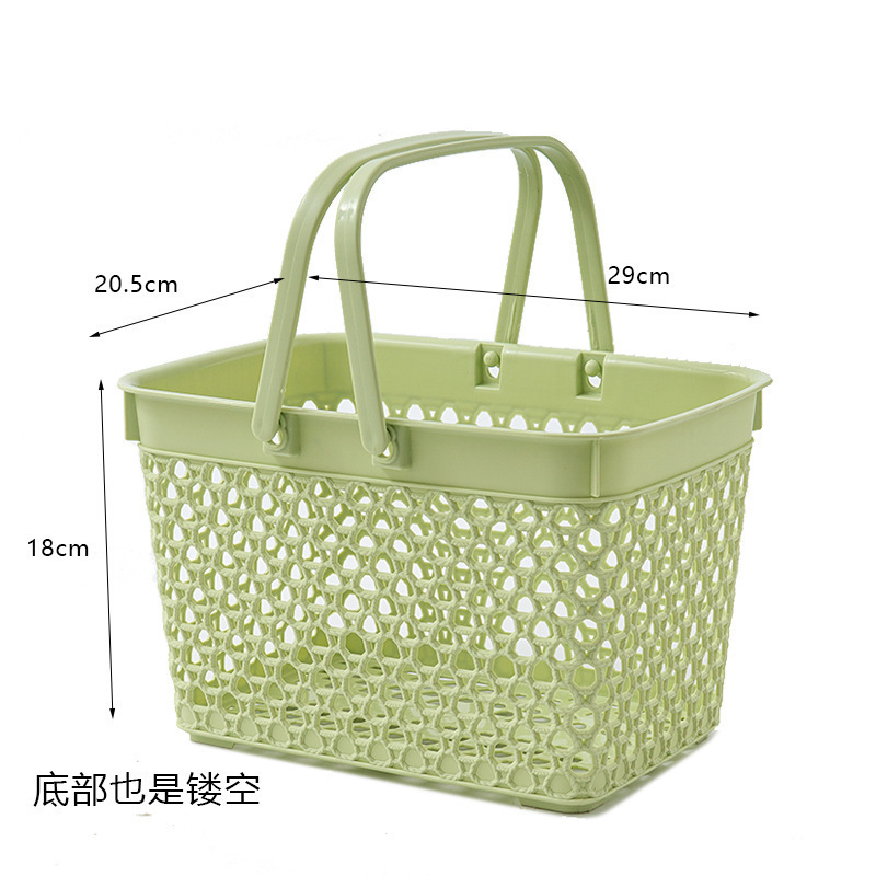 手提长方形篮子塑料收纳篮粉色加厚药房购物筐小号购物篮子|undefined