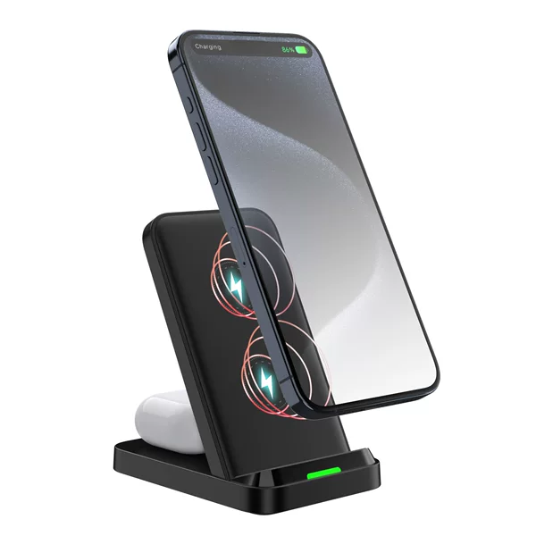 New Two-In-One Wireless Charger Desktop Multi-Function Vertical Stand Wireless Charging Suitable for Apple Mobile Phones and Earphones