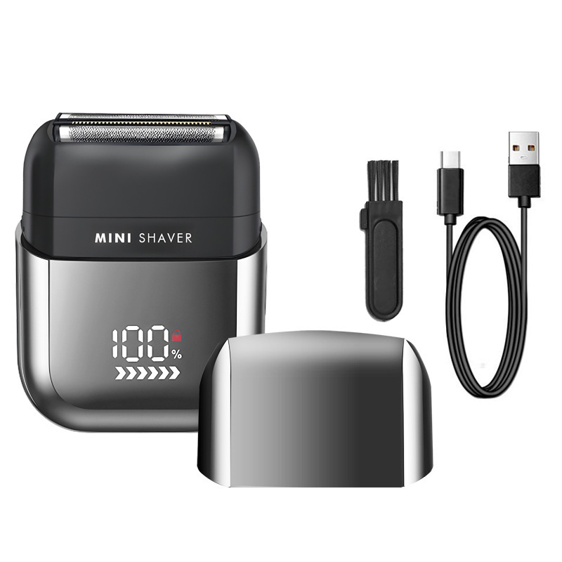 2025 New Reciprocating Men's Mini Shaver Floating Three-Blade Net Ipx7 Waterproof USB Charging Digital Display Travel