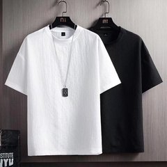 半袖tシャツ男性夏半袖tシャツ氷糸綿麻上服亜麻純色シャツ白男服