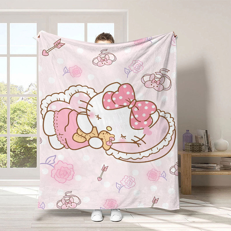 Monopolio transfronterizo de dibujos animados Sanrio mantas para niños lindas Hellokitty flange mantas de peluche cuatro estaciones mantas de peluche