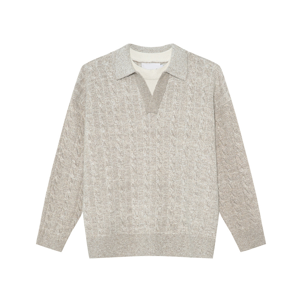 MTLCLOTHES Hombres| Nuevos productos de otoño coreanos falsos de dos piezas de camiseta de collar pullover pareja suéter suelto