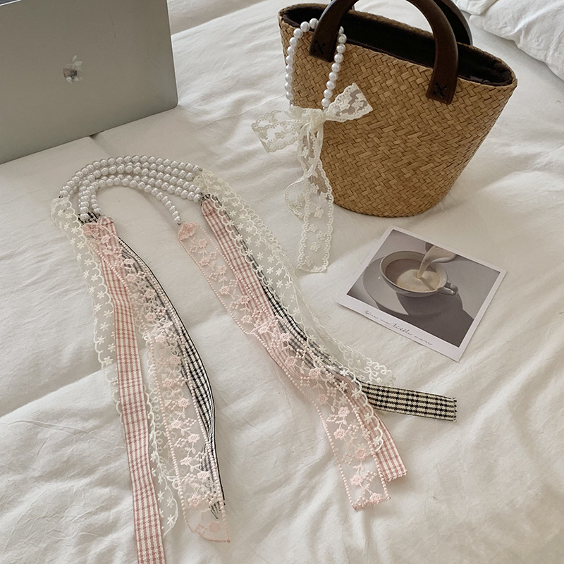 Bufandas de encaje femeninas coreanas de primavera y otoño universal moda bufandas de cuello cuello collar de perlas cuello de cabello