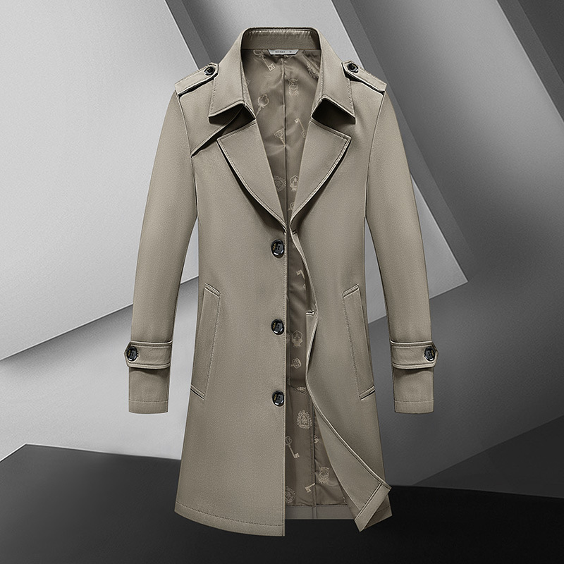 Cappotto, Giacca, Business maschile giovane, Moda, Tempo libero, Colori solidi primaverili e autunnali, Abbigliamento maschile alla moda di media lunghezza, 8 colori_voghion.com