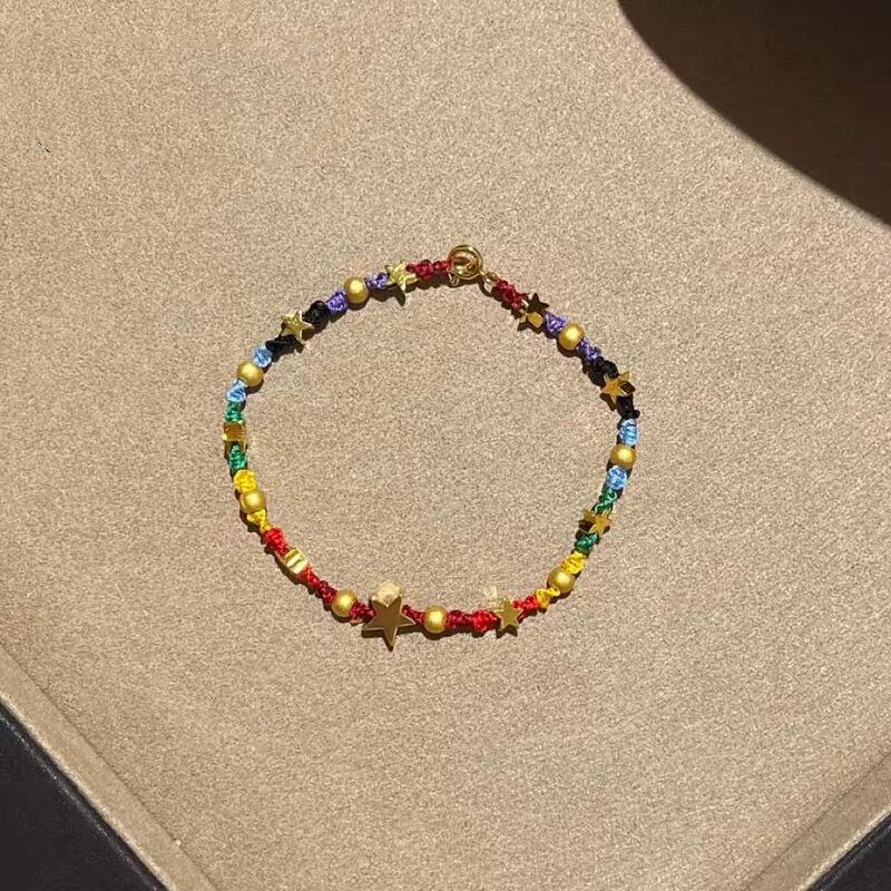 "Rainbow Memory" Star Color Wax Woven Bracelet Small High-value New Chinese Unique Design Hand Rope