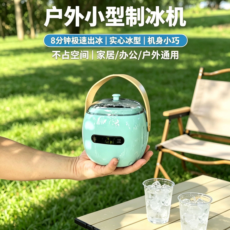 Outdoor Ice Maker Portable Dormitory Home Smart Mini Installation-Free Solid Ice Cube Machine