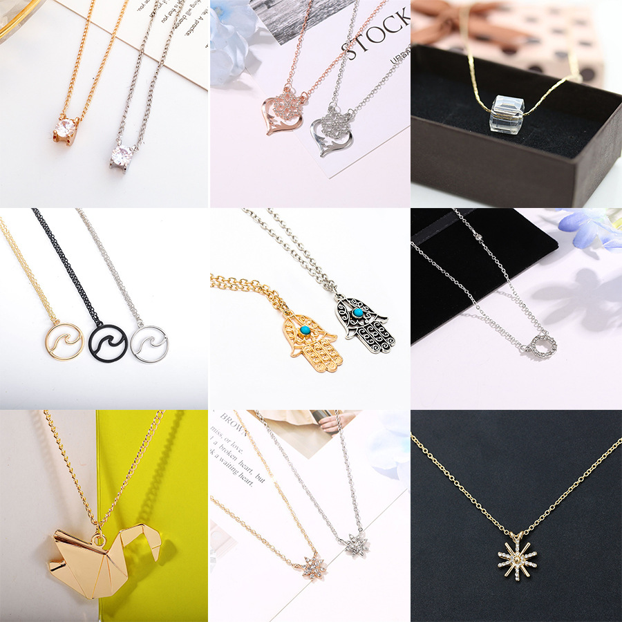 Hot selling minimalist geometric necklace with female creative design alloy smiling face collarbone chain_voghion.com