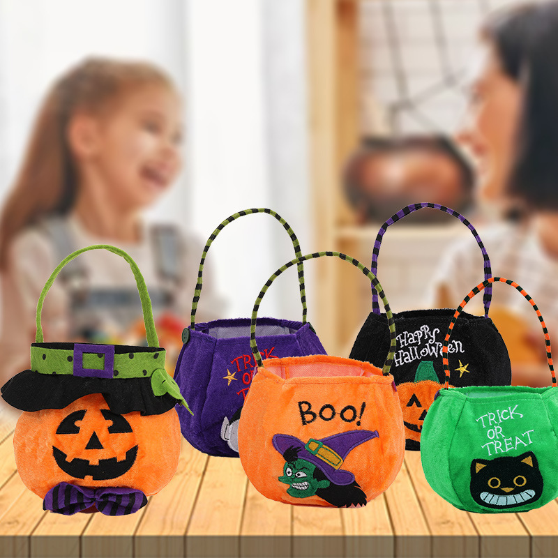新しいハロウィンバッグ装飾用品フード付きラウンドトートバッグハロウィン子供のキャンディギフトバッグカボチャバッグ|undefined