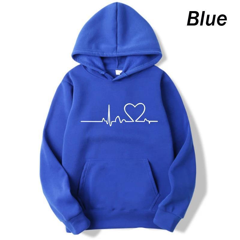 New Women Casual Hoodies Autumn/Winter Heartbeat Print Men L