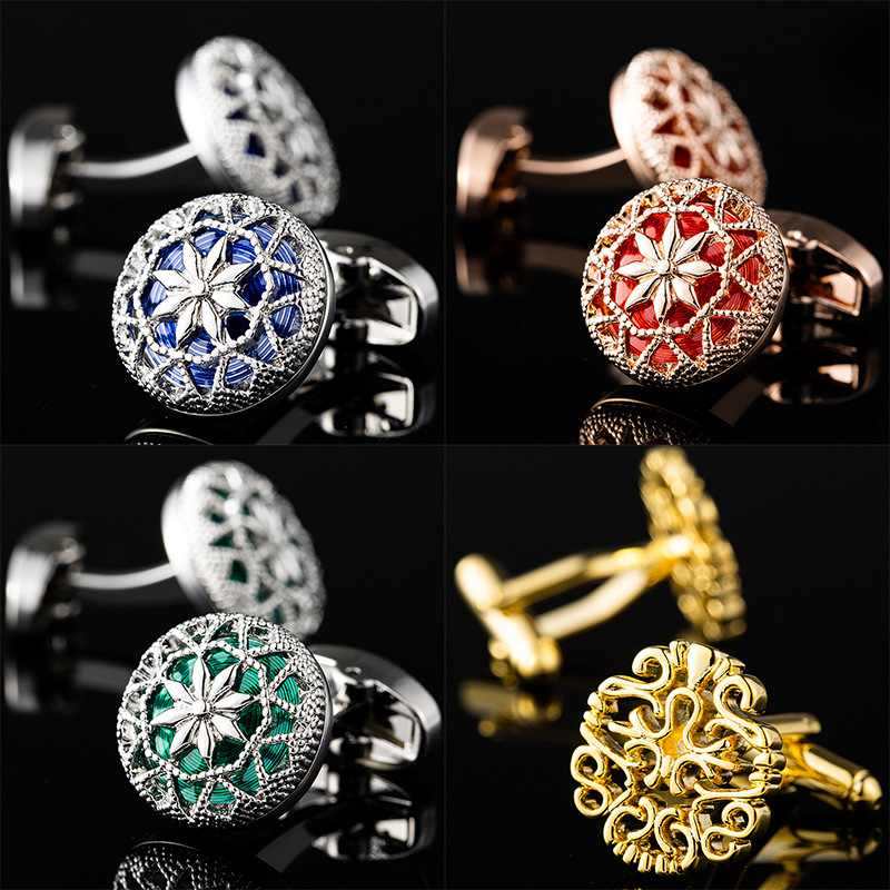 Dream Blue Gemstone Crystal Cufflinks Men's Cufflinks Men's and Women's French Shirt Cufflinks